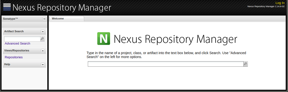 Nexus Repository Manager 2 main view.